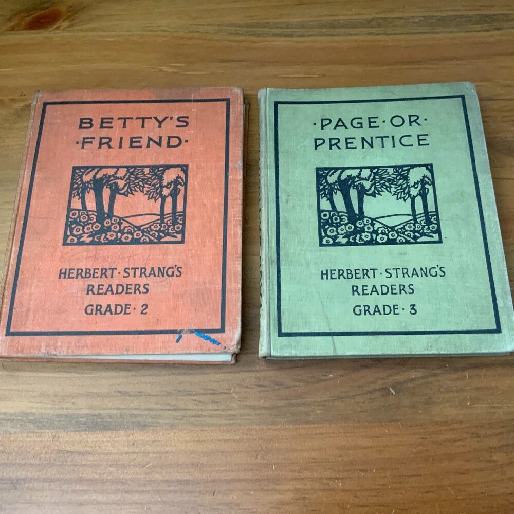 VINTAGE BOOKS - HERBERT STRANG'S READERS x 2 - GRADES 2 & 3 - 1937